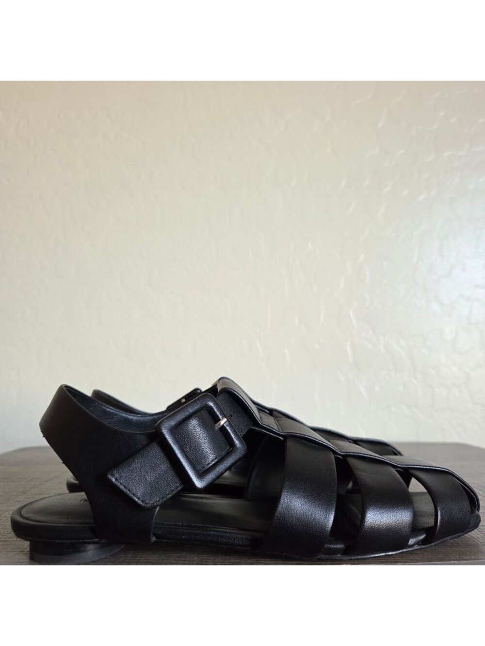 Everlane The Day Fisherman Leather Sandals Flats Black Size Women's 7 Minimalist